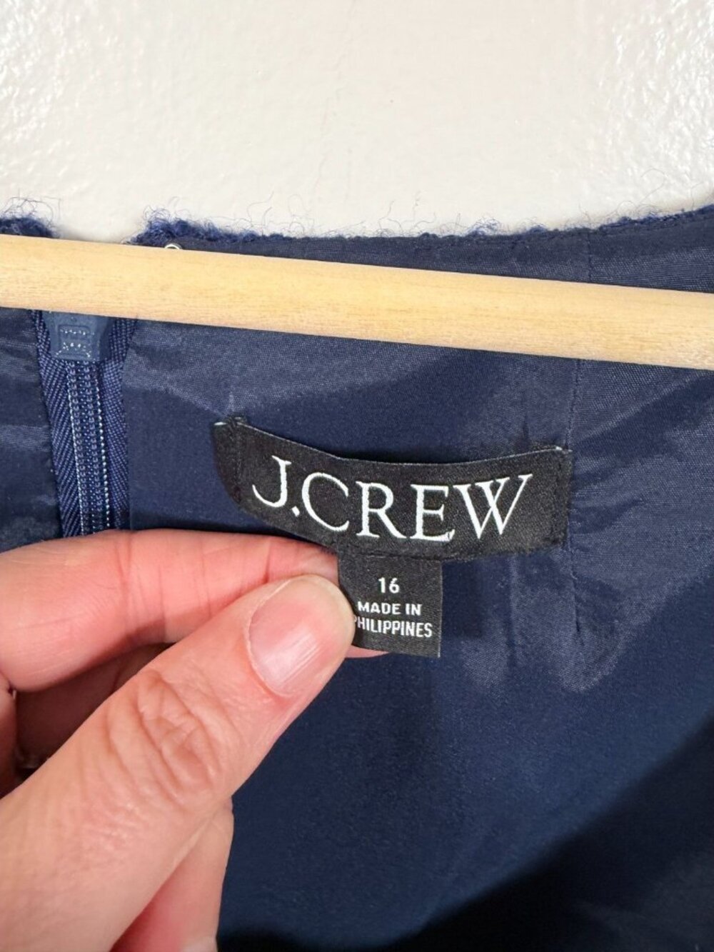 J. Crew Sophia Tweed Midi Dress Size 16 Navy Blue Preppy Career Work Office - Picture 4 of 10